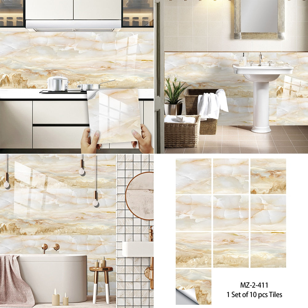 Marble Pattern Peel & Stick Tile Stickers (10 Pack)